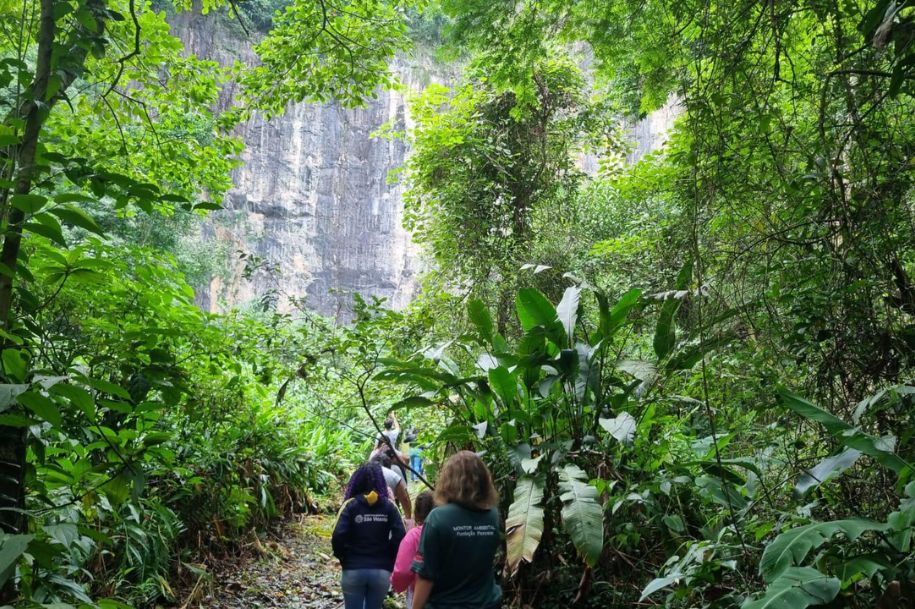 Escola de São Vicente participa de trilha no Parque Estadual Xixová-Japuí