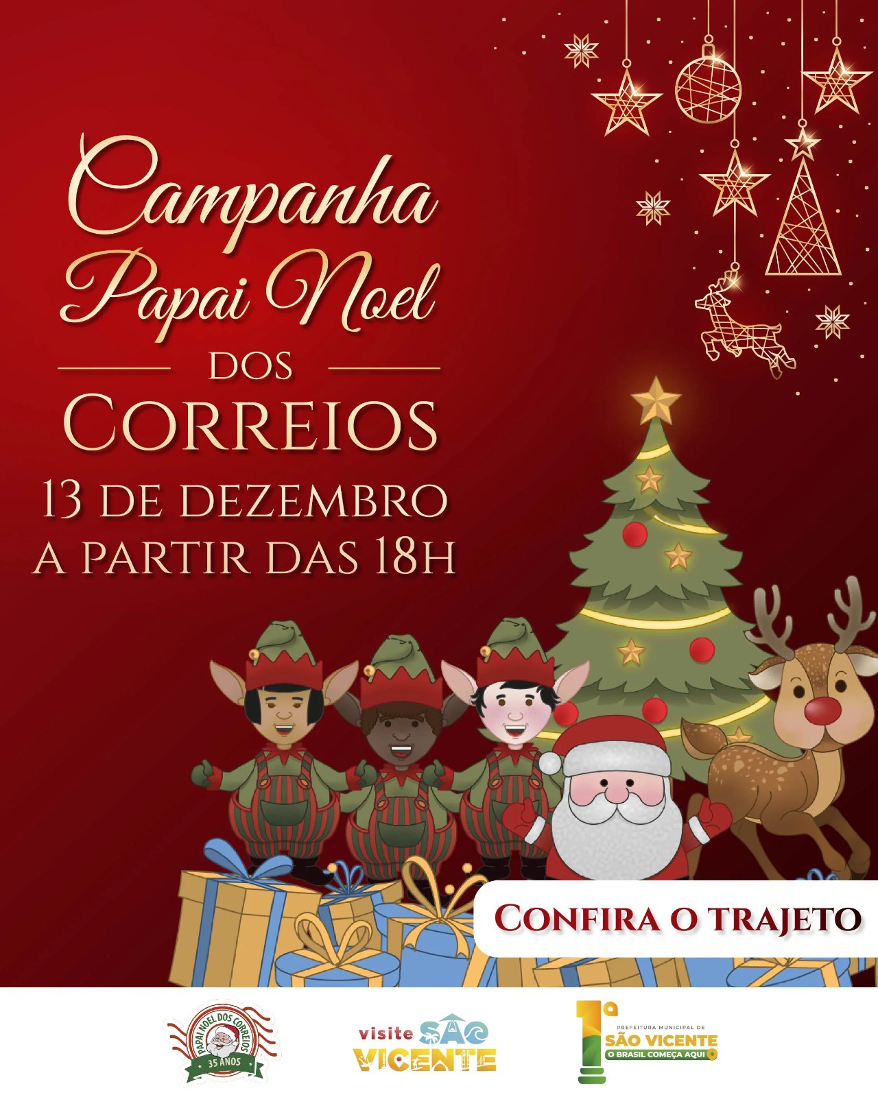 Campanha “Papai Noel dos Correios” celebra 35 anos com carreata de Natal em São Vicente