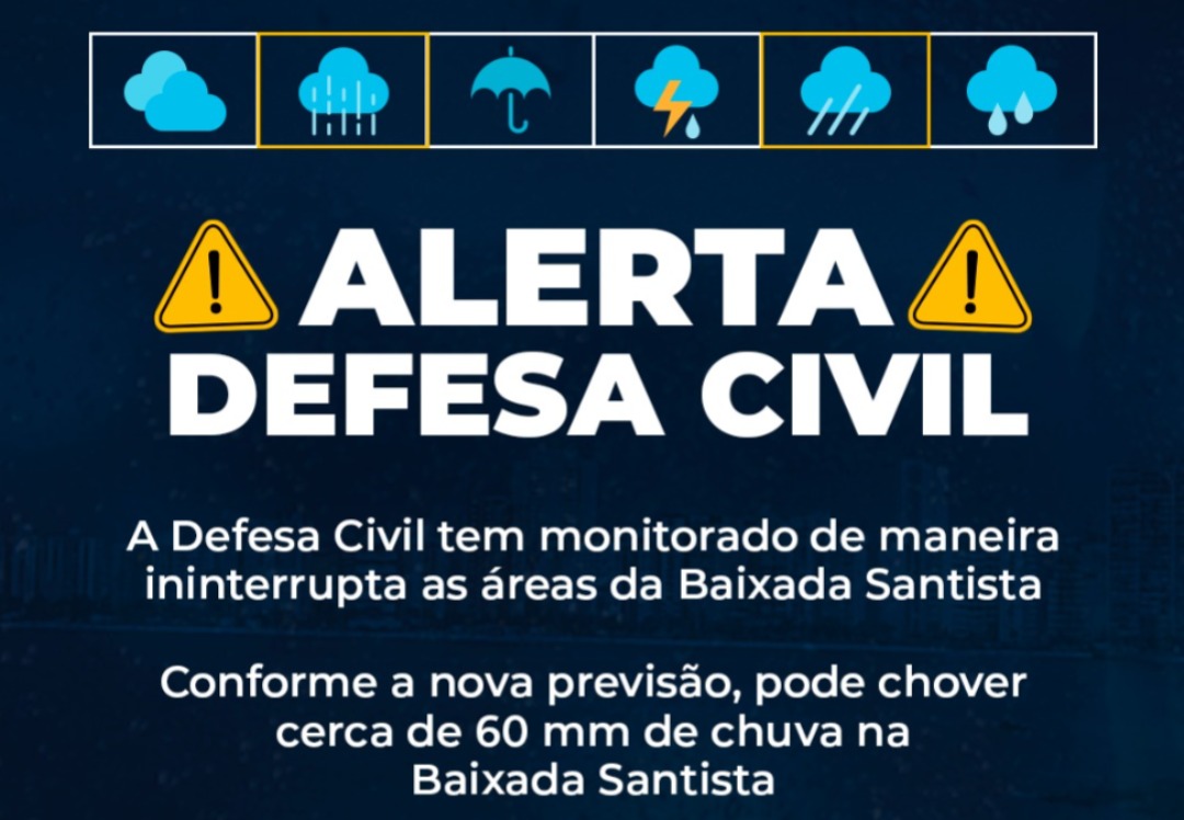 Defesa Civil alerta para chuva intensa nesta sexta-feira (4) e sábado (5)