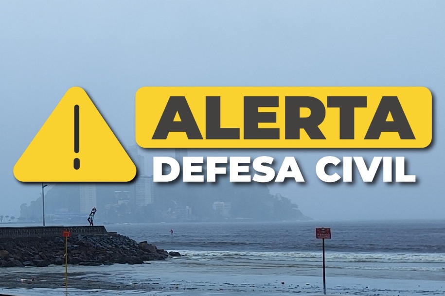 Defesa Civil alerta para previsão de temporal em São Vicente nos próximos dias