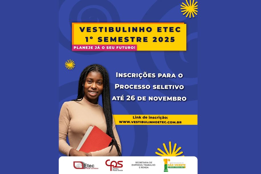 Inscrições para processo seletivo do primeiro semestre de 2025 nas Etecs estão abertas
