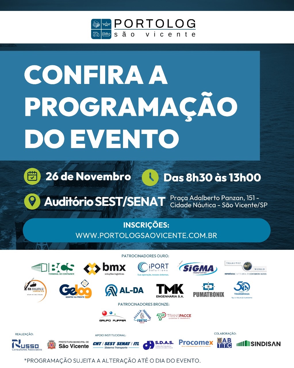 'PortoLog São Vicente' busca investimentos no setor portuário para Primeira Cidade do Brasil