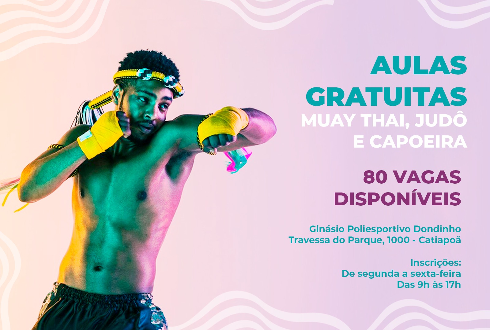 Projeto esportivo oferece aulas gratuitas muay thai, judô e capoeira