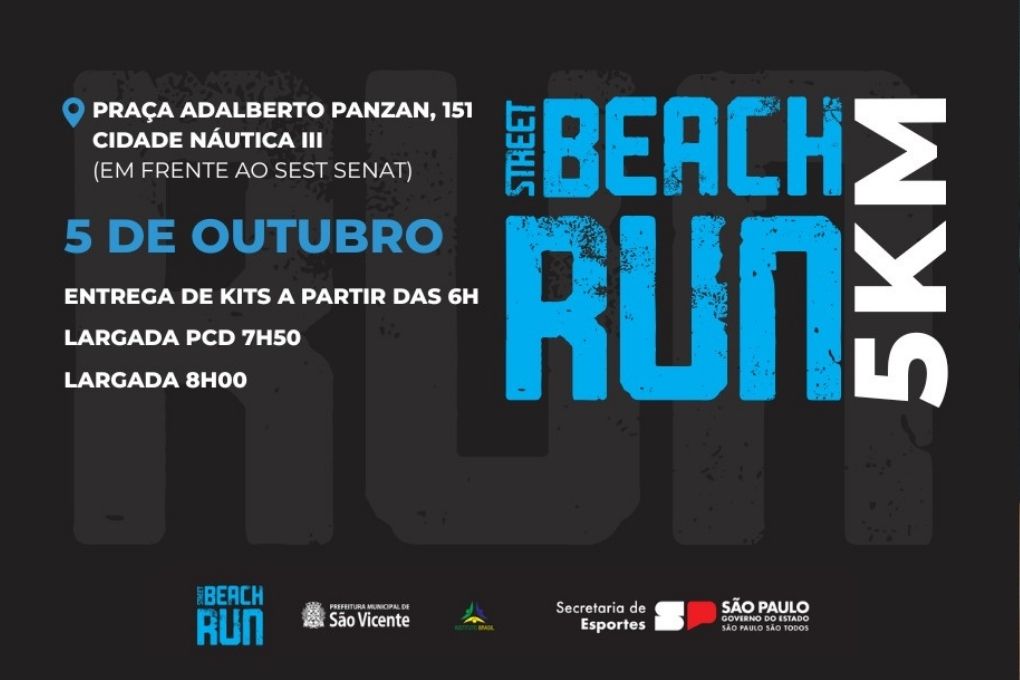 Prova Street Beach Run chega a São Vicente com 500 vagas. Inscrições abrem dia 25 de setembro