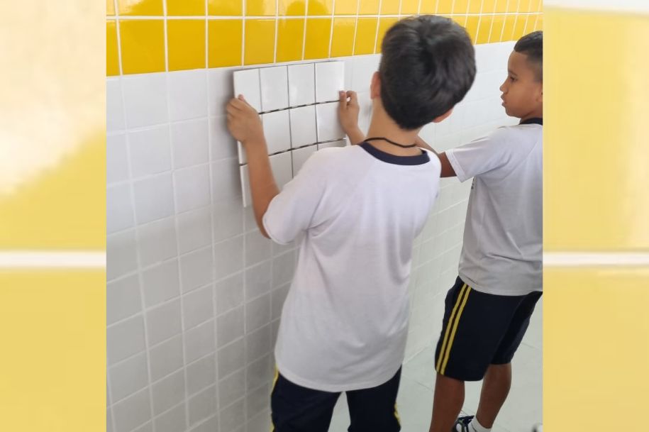 Reforma de escola se transforma em aula prática de matemática em escola da Área Continental