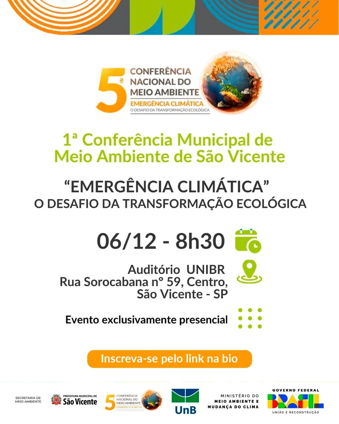 São Vicente discute mudanças climáticas em 1ª Conferência Municipal do Meio Ambiente, nesta sexta (6)