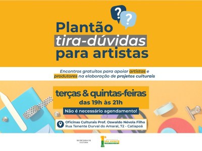 São Vicente oferece plantão tira-dúvidas para apoiar artistas na elaboração de projetos culturais