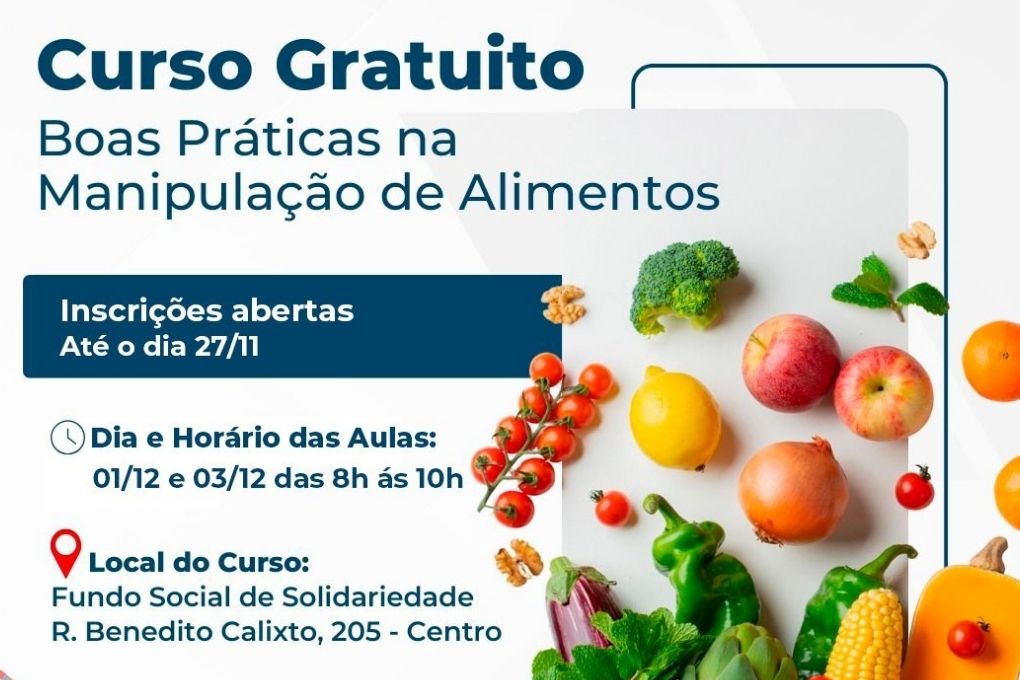 Secretaria de Desenvolvimento Social está com inscrições abertas para curso de Manipulação de Alimentos