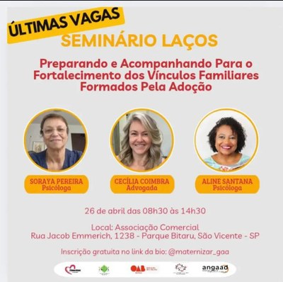 Seminário em São vicente aborda laços familiares formados pela adoção